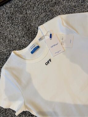 Off-White White Ribbed 'OFF' Chest Logo Tee